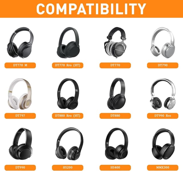 Detalle de TAIANJI DT 770 Pro ear pads replacement set (velour) for Beyerdynamic DT770/DT880/DT990 and compatible models – Gray