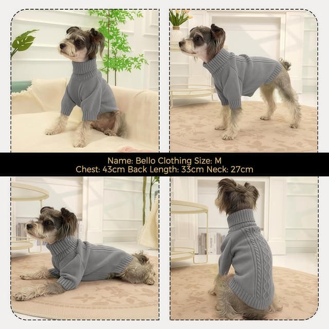 Thumbnail 6 de KONVINIT Hundepullover für kalte Tage mit Zopfdesign – Strickpullover mit hohem Kragen für mittelgroße Hunde