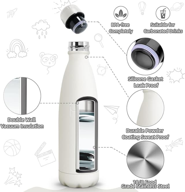 Detalle 2 de HoneyHolly Botella Térmica 500ML 🥤 Aislamiento Doble Sin Fugas