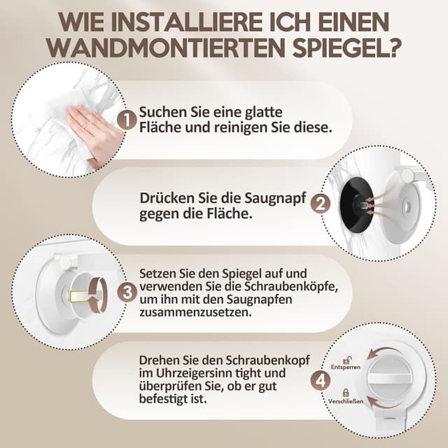 Detalle de MOMOKUBA Vergrößerungsspiegel mit Saugnapf und Beleuchtung (30-fach, doppelseitig)