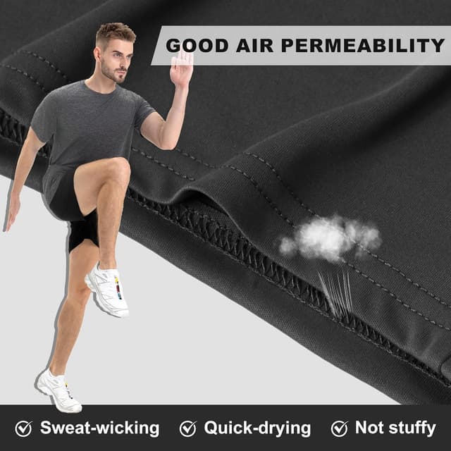 Detalle 2 de HIPOWER men’s lightweight gym shorts with pockets – breathable quick-dry running shorts (black)