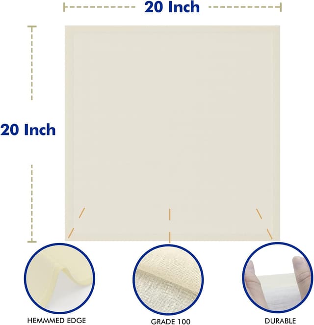 Detalle 2 de Reusable Cheesecloth 20x20 Inch, Grade 100 🧾