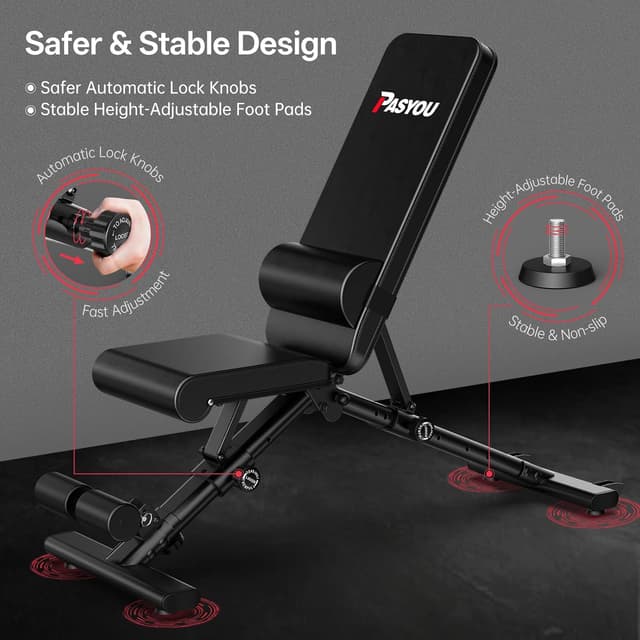Detalle 2 de PASYOU Verstellbare Hantelbank 90° Multifunktional 400 kg 💪
