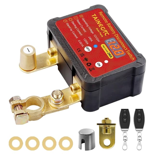 Detalle de Remote Battery Disconnect Switch 12V 240A with LED Voltage Display (0.001A standby) for Car, RV, ATV, Truck, Tractor, Boat