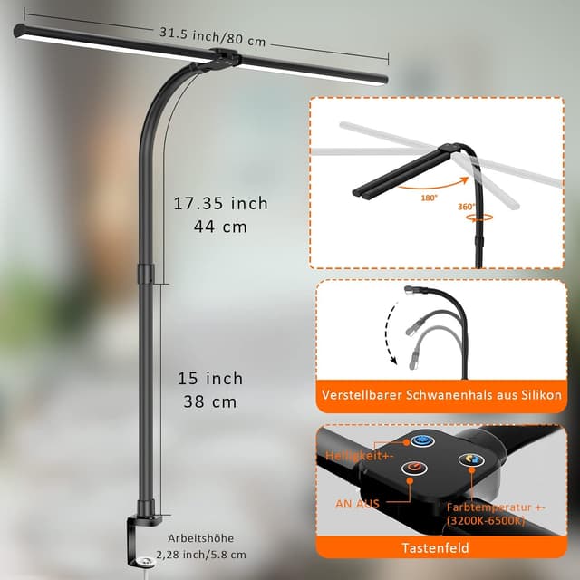 Detalle 2 de LOTTBUTY Lampe de bureau LED 24 W