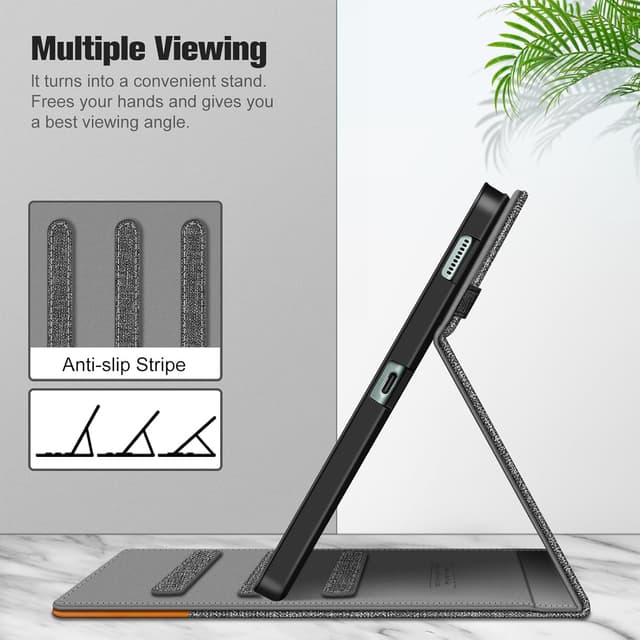 Detalle 2 de Fintie Schutzhülle für Samsung Galaxy Tab S6 Lite 10,4 Zoll (2024/2022/2020) mit S-Pen-Halter und Dokumentenfach – Soft TPU, Dunkelgrau