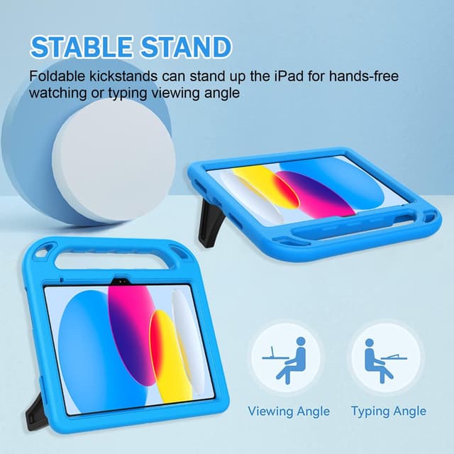 Detalle 2 de Surom Kids Case for iPad 11th Generation (A16) & iPad 10th Generation (10.9-inch) 2022 with Built-in Screen Protector (Blue)