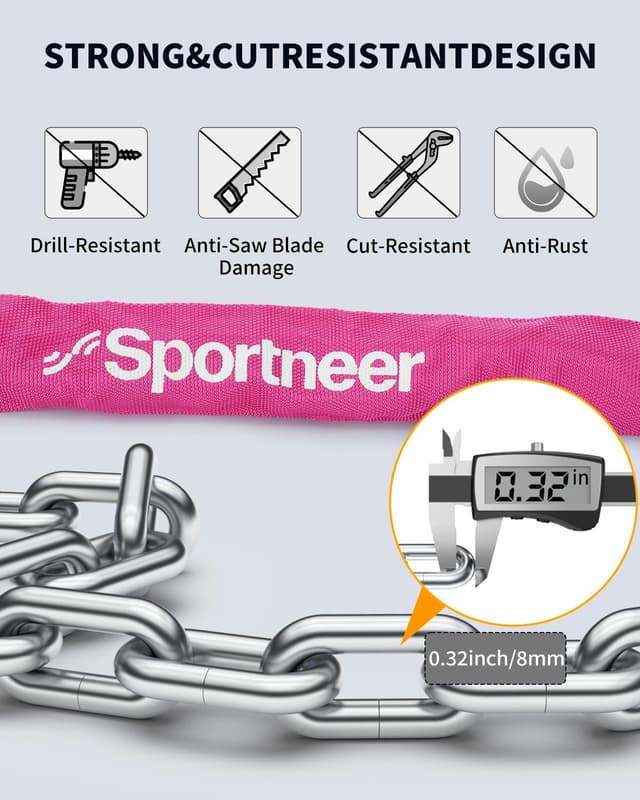 Detalle 2 de Sportneer lucchetto bici 100 cm 8 mm