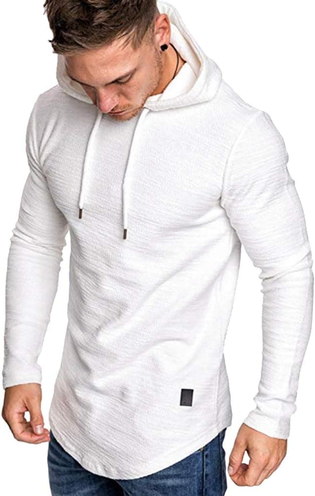 Imagen de Lexiart Men’s Fashion Athletic Hoodie (Solid Color) Cotton-Blend Fleece Pullover en OfertitasTOP