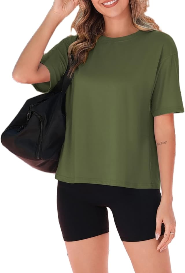 Detalle de Zeagoo T-shirt femme oversize manches courtes col rond en tissu léger (S à XXL)