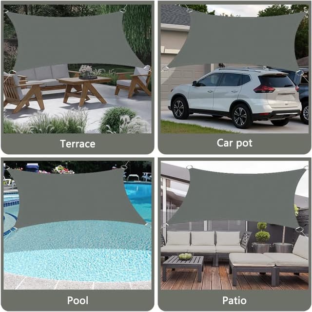 Thumbnail 6 de OFFCUP Sun Shade Sail 3m x 4m Rectangle waterproof awning canopy (grey)