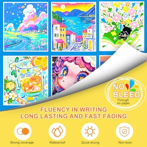 Detalle 2 de Lyuvie set de rotuladores acrílicos con pincel a base de agua (48 colores)