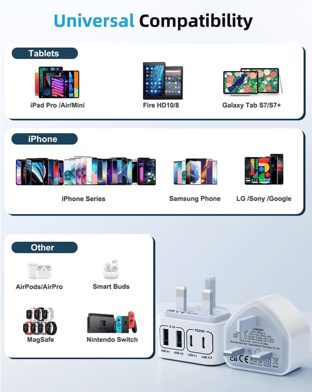 Thumbnail 5 de 40W 4‑Port USB‑C Charger UK plug