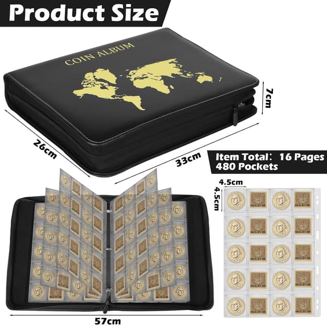 Thumbnail 1 de KOMABLEN 300 – classeur à pochettes pour pièces de 2 euros (15 pages, zip, rangement 35x35 mm)