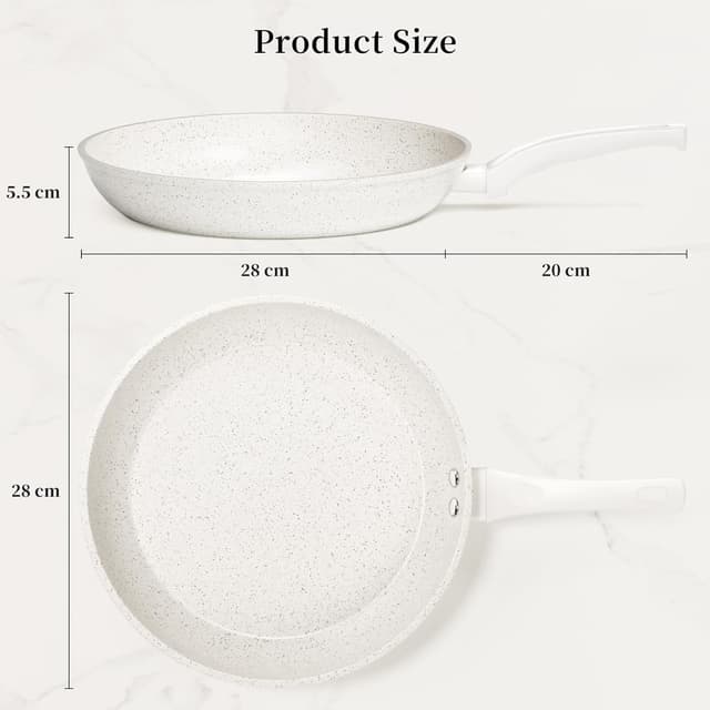 Detalle 2 de Innerwell Antihaft Bratpfanne 28 cm – Induktionstaugliche Omelette-Pfanne mit Granitbeschichtung