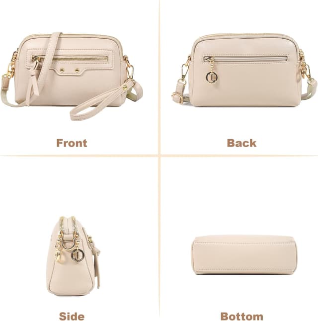 Detalle de LassZone vegan leather crossbody bag for women – small phone purse with adjustable strap and multi-pocket design