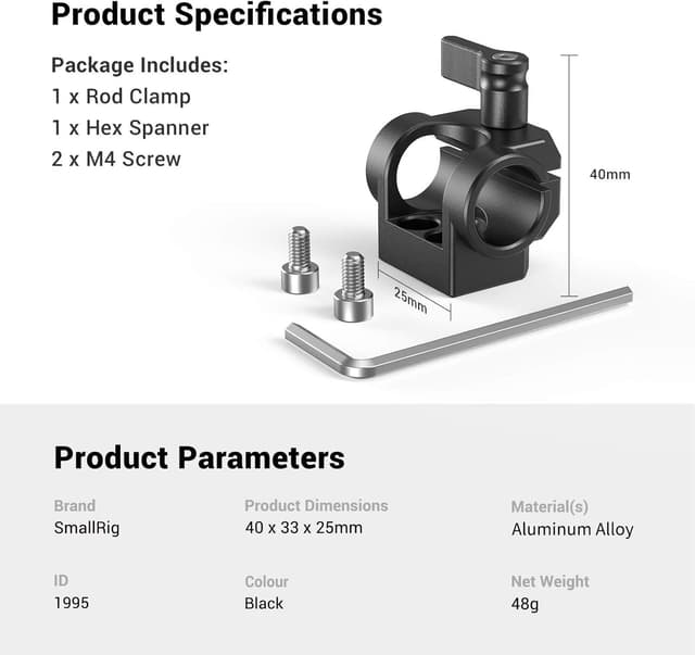 Thumbnail 6 de SMALLRIG 1995 15mm Stangenklemme für Mikrofon
