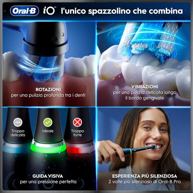 Detalle de Oral-B Spazzolino Elettrico ricaricabile iO 10 Nero con testina, custodia da viaggio e dentifricio Pro Expert