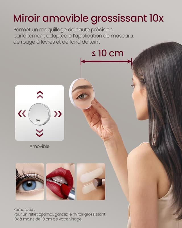 Thumbnail 6 de Armoire murale de salle de bain VASAGLE Kailyn avec miroir, LED, multiprise et fonction anti-buée