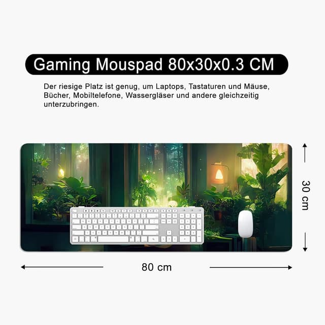 Detalle 2 de Tappetino per mouse verde XL 80 x 30 cm per gaming e scrivania