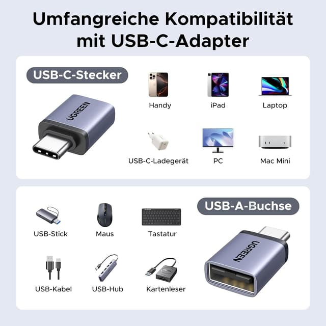 Thumbnail 5 de UGREEN USB C Adapter 10Gbps 4 Stück