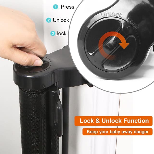 Detalle de Upgraded Retractable Baby/Pet Gate 150x86 cm 🚪