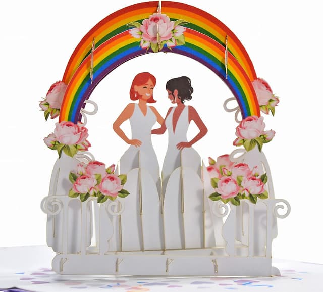 Detalle de CUTPOPUP Lesbian Wedding LGBT Couple Pop Up Card (3D Anniversary & Wedding Card, 5 x 7 in)