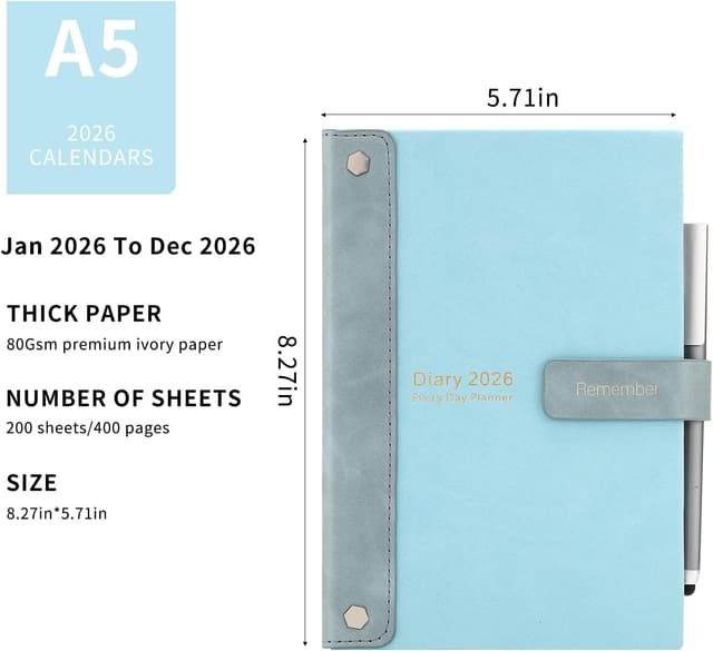 Detalle 1 de Agenda 2026 A5 giorno per pagina, 21x15 cm