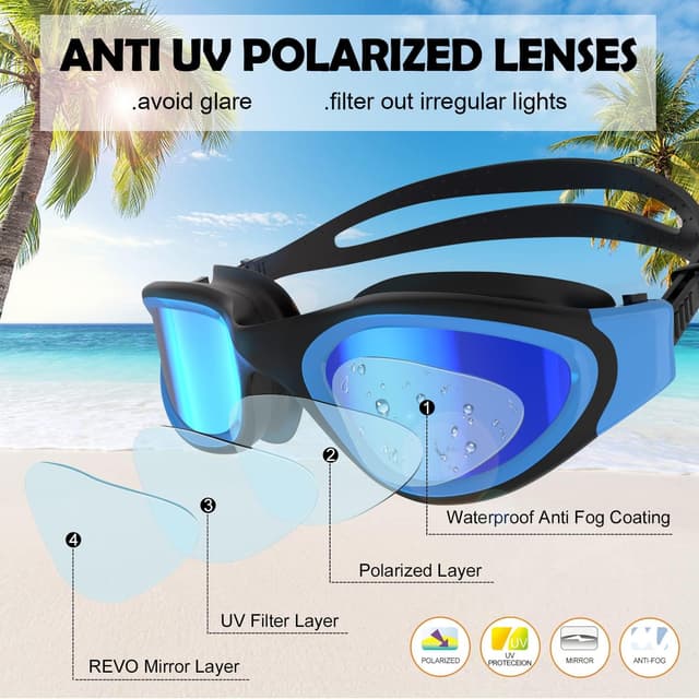 Thumbnail 1 de Adult Polarized Open Water Swimming Goggles 🏊