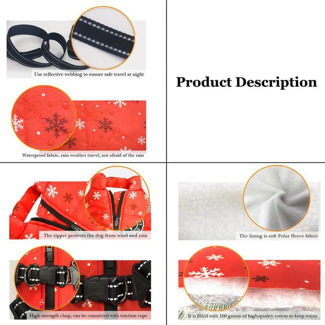 Detalle 2 de BT Bear Winter Warm Dog Coat With Harness (Grid, Size S)