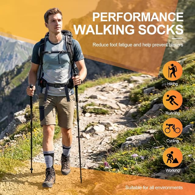 Detalle de Niofind men’s hiking boot socks, 5 pairs