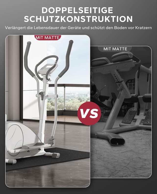 Detalle de HAPBEAR Bodenschutzmatte für Fitnessgeräte mit PVC-Schutz – passend für Laufband, Ellipsentrainer & Co.