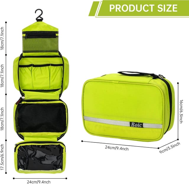 Detalle de Boic Kulturbeutel zum Aufhängen mit 4 Fächern (Oxford-Polyester), Reise-Kulturtasche in Cyan