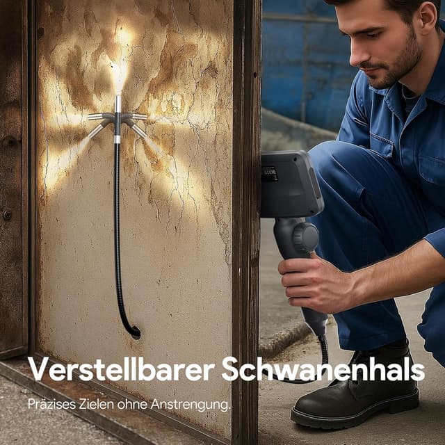 Detalle de DEPSTECH 6,2mm drehbare Endoskopkamera mit Licht und 4,5" IPS-Display (DS660) – 1080P Inspektionskamera für enge Stellen