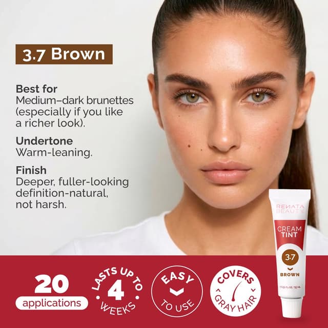 Detalle de Renata Beauty Tint Kit (Brown) — Cream Hair Dye for Spot Coloring, Gray Coverage, Long-Lasting Up to 4 Weeks