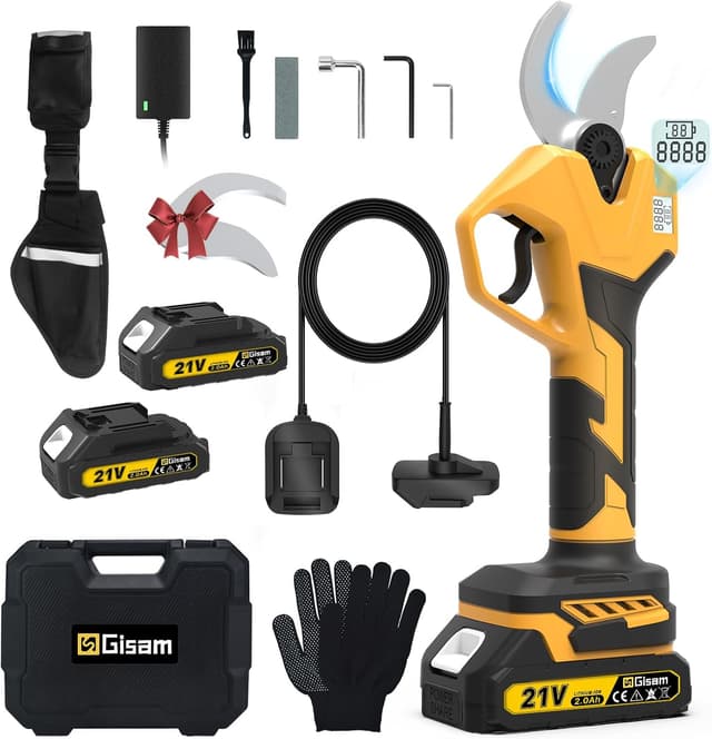 Detalle de Highsam Secateur électrique professionnel sans fil Gisam 60 mm, batteries rechargeables 2 x 2 Ah et écran LED