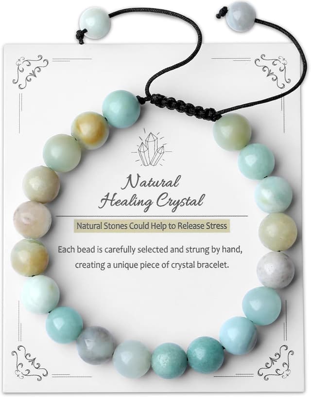 Detalle de XIANNVXI 8-mm-Amazonit-Perlenarmband mit verstellbarer Schnur