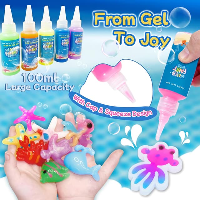 Detalle 2 de 116PCS Magic Glow-in-the-Dark Gel Water Fairy Toy DIY Elf Set with 18 Sea Creature Molds