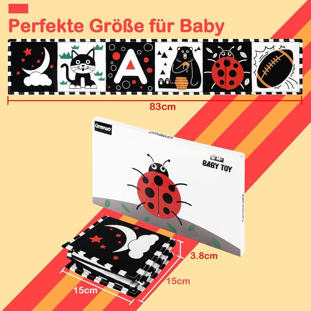 Detalle de URMYWO Kontrastbuch Baby Stoffbuch für 0–6 Monate