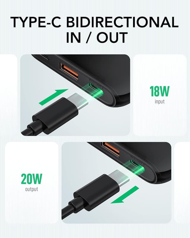 Thumbnail 6 de Charmast 10000mAh Mini Power Bank (20W) with USB-C PD3.0 and LED battery display