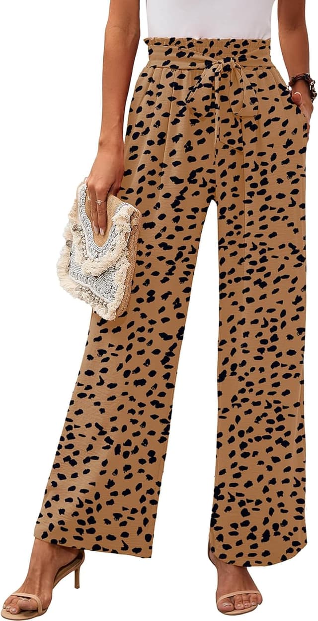 Detalle de Heymoments Women's Wide Leg Lounge Pants with Pockets, Lightweight High Waisted Adjustable Tie Waist