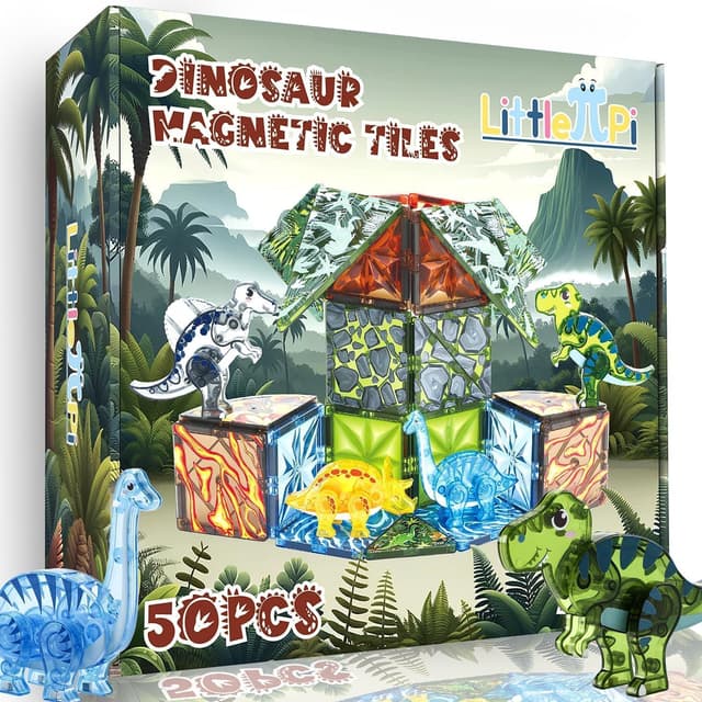 Detalle de Magnetic Tiles Dinosaur Toys 50-Piece Set