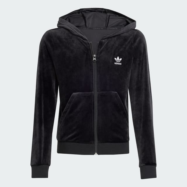 Detalle 2 de adidas Chaqueta con capucha Velour Zip negra