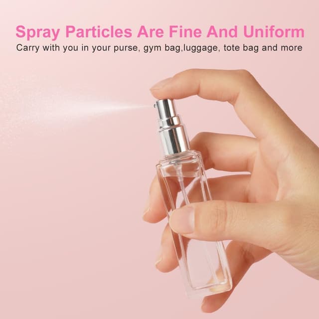 Detalle de LOPHE Nebulizzatore Profumo in vetro, set da 6 pezzi da 20 ml con accessori per viaggio (trasparente)