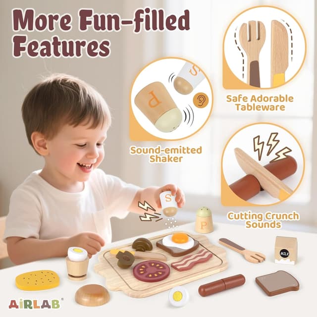 Thumbnail 3 de Airlab Kinderküche Holz-Spielset für Frühstück 🍽