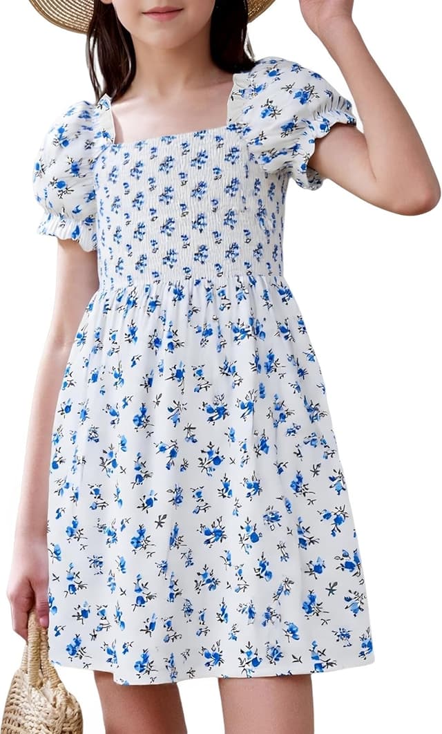 Detalle de JiAmy Girls summer dress, square neck