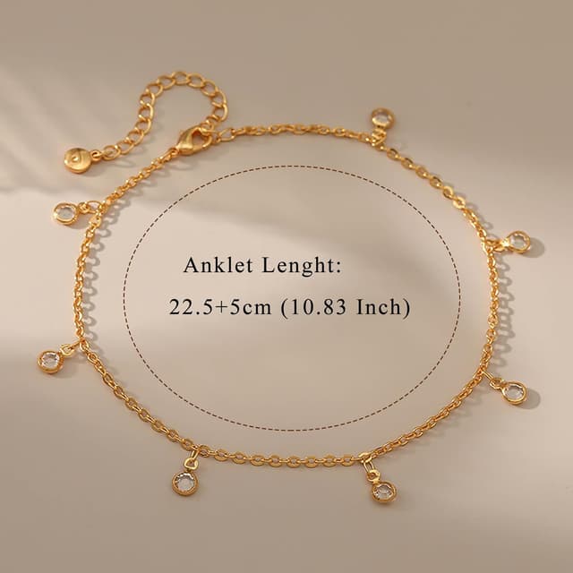 Detalle 2 de Loutade Damen-Fußkettchen 22–29 cm verstellbar – goldfarbenes Fußband am Knöchel für Sommer & Strand