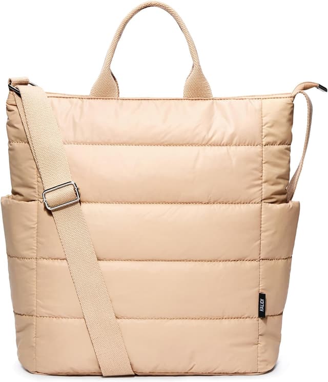 Detalle de KALIDI Crossbody Handtasche Puffer Bag – gesteppte Nylon- Shopper Tote mit Reißverschluss