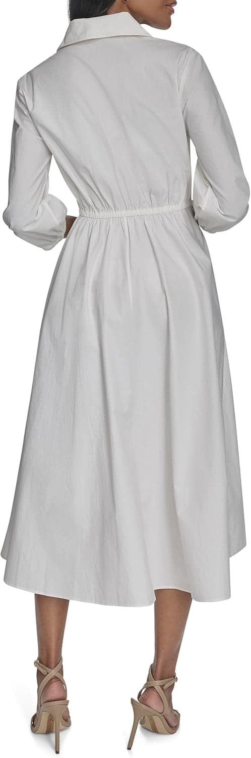 Detalle 2 de H Halston Womens Cotton Poplin Waist Tie Dress