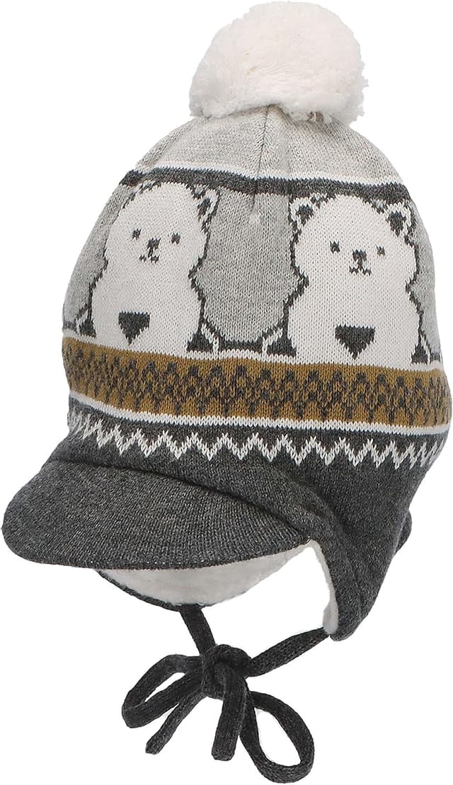 Detalle de Sterntaler Baby Jungen Bommelmütze Bär – kuschelige Erstlingsmütze mit Bindeband